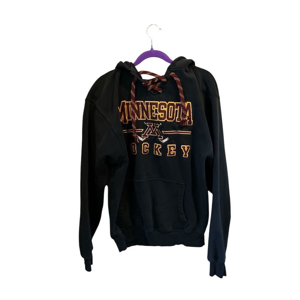 Vintage‎ 90s Minnesota Gophers Hockey Hoodie Black Unisex M Pullover